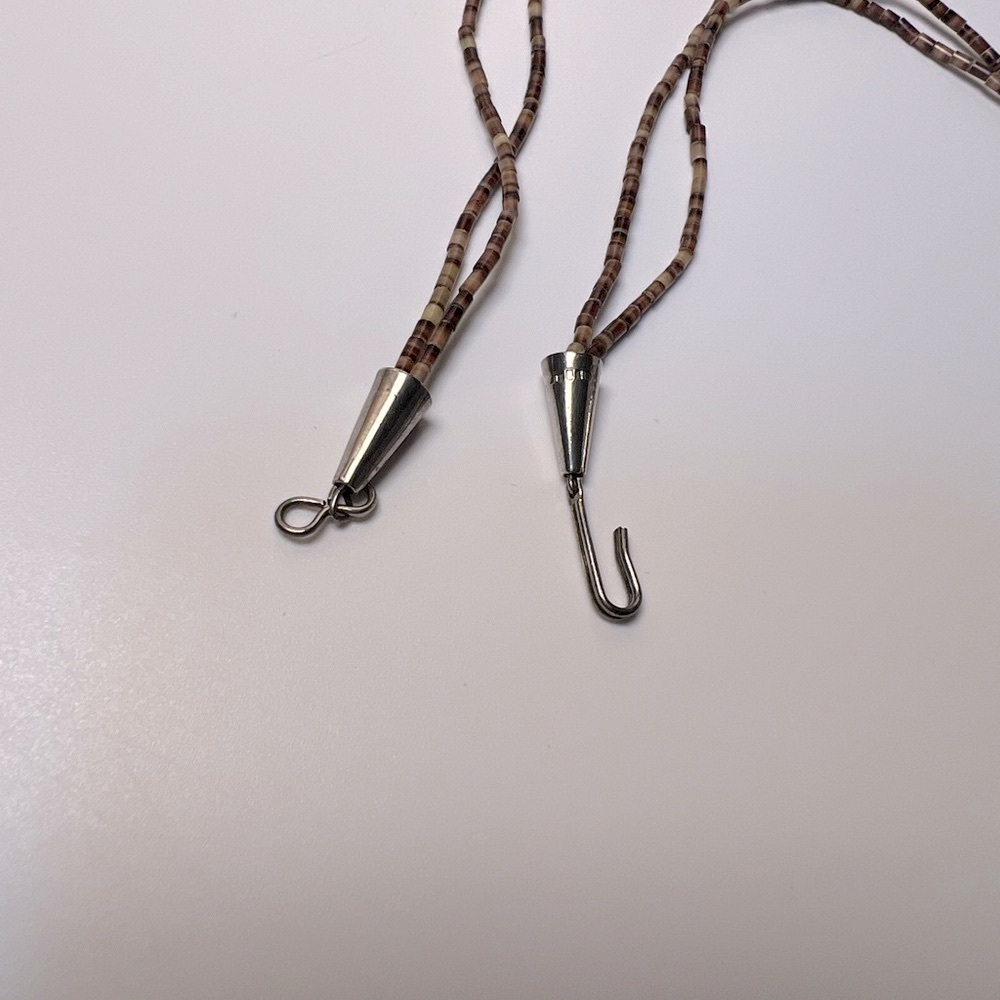 Zuni Native American Double Strand Heishe Bead Bird Fetish Necklace 30” - Picture 10 of 10